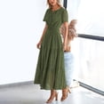thumbnail image 4 of Women's long dress, short-sleeved, V-neck, hollowed-out A-line, long, flowing beach vacation dress, 4 of 5