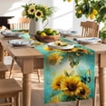 thumbnail image 3 of Burlap Table Runner 90 Inches Long, Abstract Sunflower Butterfly Non-Slip Kitchen Table Runners for Dining Room Everyday Use Party Table Decorations Watercolor Pastoral Floral, 3 of 9