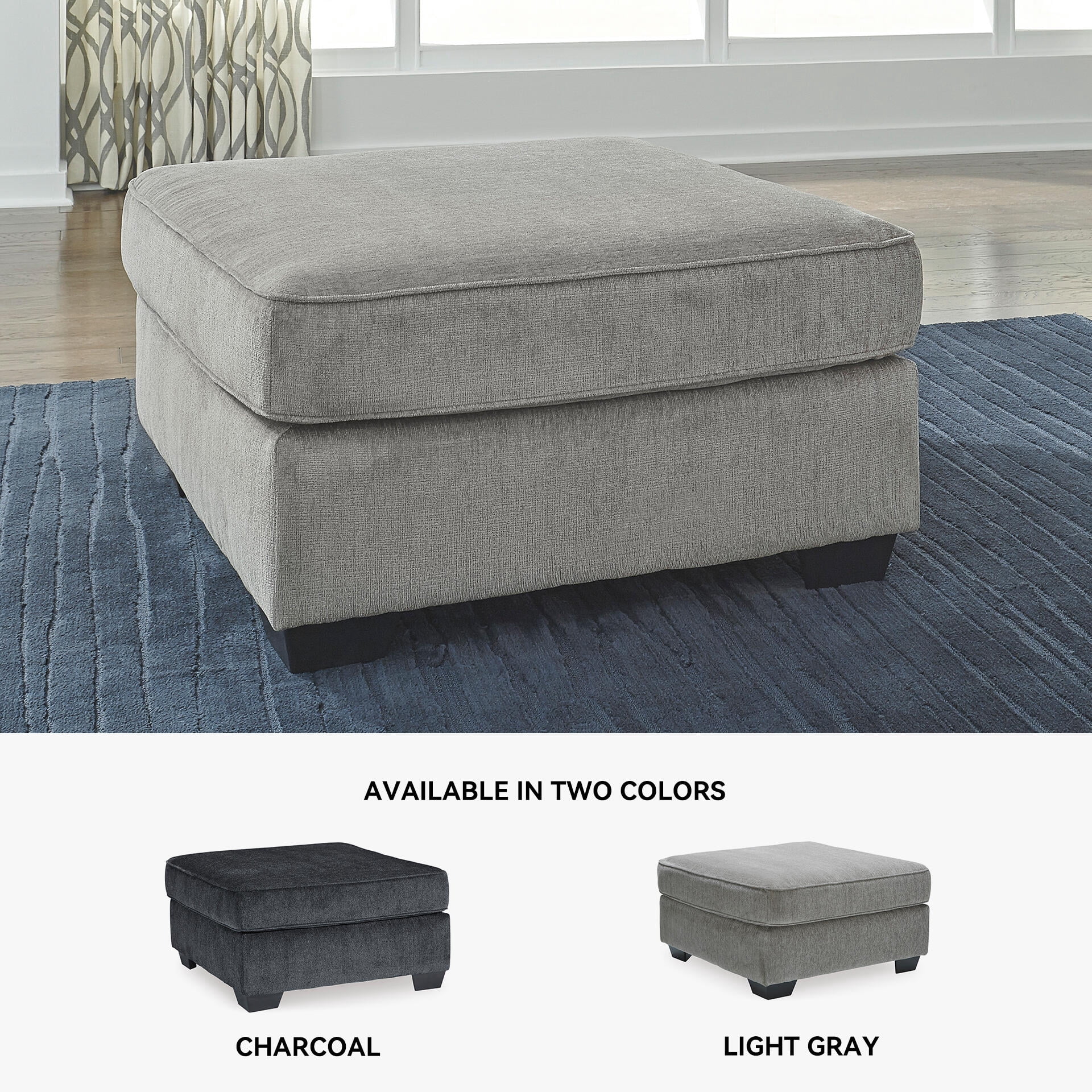 Signature Design by Ashley Contemporary Altari Oversized Accent Ottoman Chenille Alloy