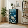 thumbnail image 7 of Dresser for Bedroom with 4 Storage Drawers Sea Turtle Swimming Ocean Rocks Soft Blue Water Dressers Chest of Drawers Steel Framed Fabric Closet Organizers for Entryway Boys Room, 7 of 7