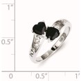 thumbnail image 4 of Sterling Silver Rhodium-Plated Dark Sapphire Heart Ring (Size 6) Made In India qdx848-6, 4 of 5