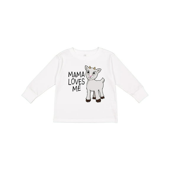 Inktastic Mama Loves Me- cute goat Boys or Girls Long Sleeve Toddler T-Shirt