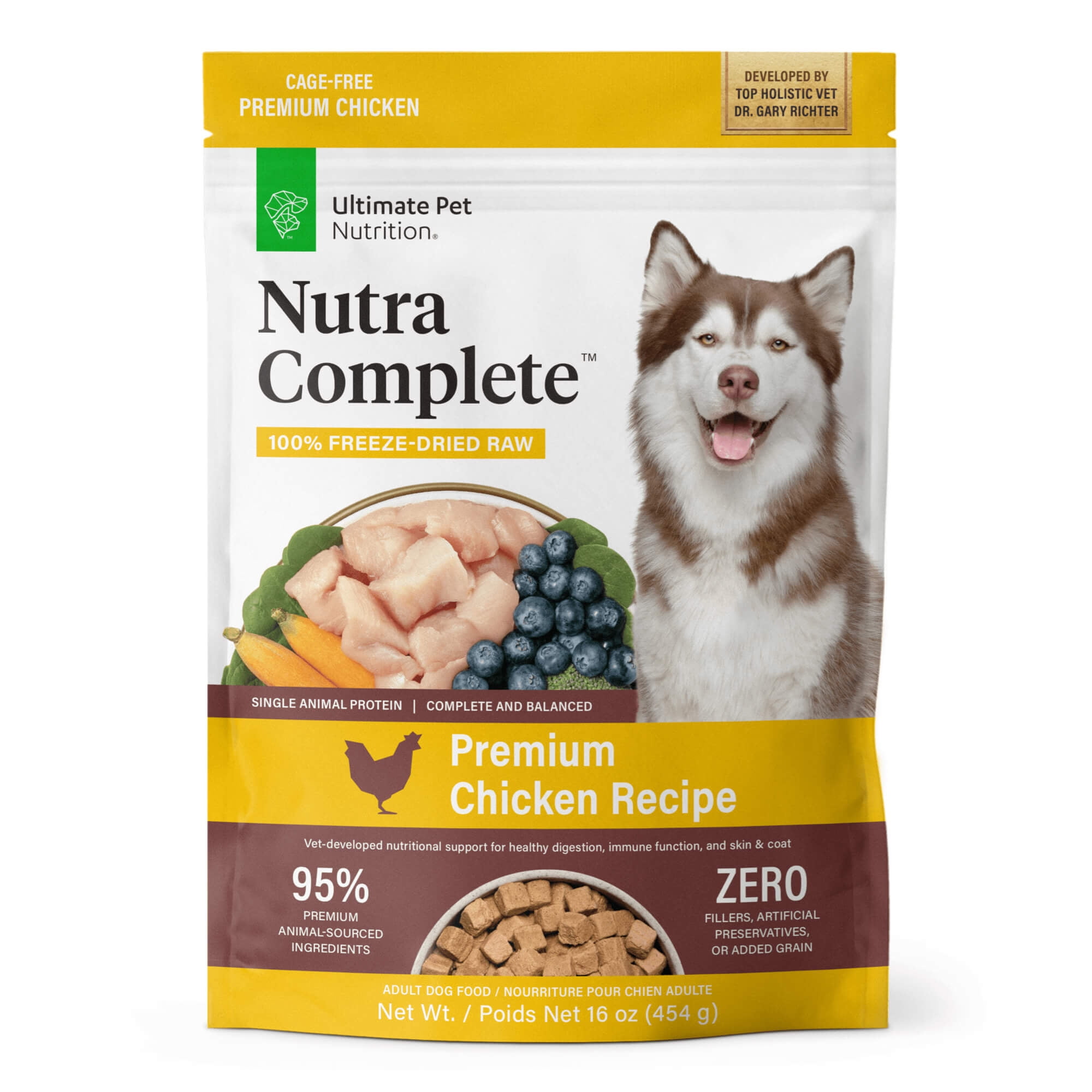 Ultimate Pet Nutrition Nutra Complete Premium Chicken Freeze Dried Dog Food, 16 oz.