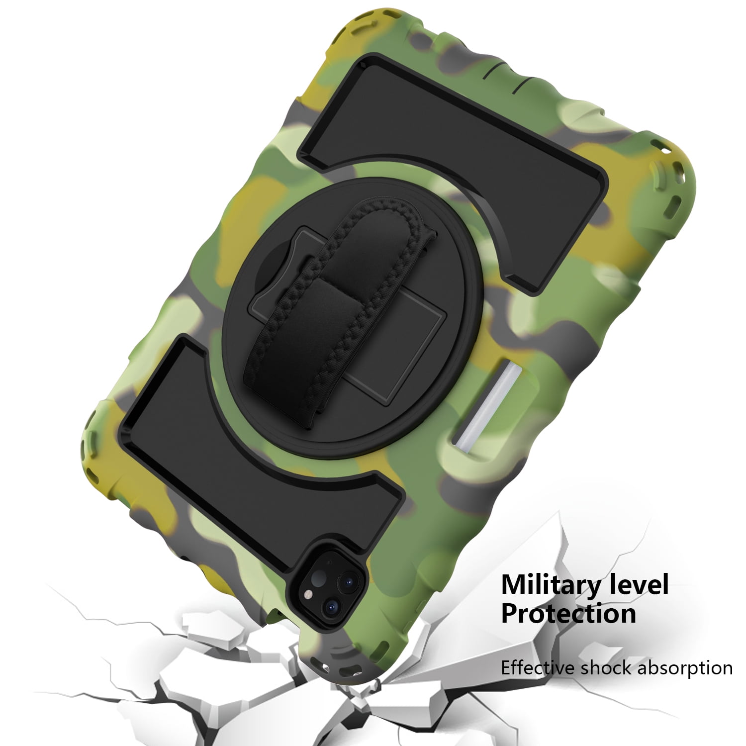 Allytech iPad Air 5 4 10.9 Case 2022/2020, Heavy Duty Shockproof Kids Case with Pencil Holder Hand Strap Kickstand Shoulder Strap for Apple iPad Air 5th 4th Generation 10.9 Inch -Camougflage