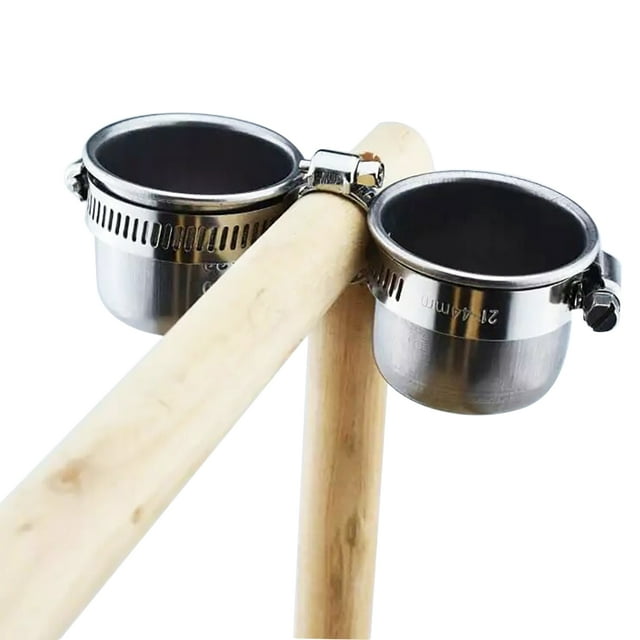 Bird Perch Stand DIY Wooden Parrot Training Perch Bird Play Stand with Feed Cups