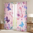 thumbnail image 2 of Homewish Girly Pink Butterfly Black Out Curtains, Spring Garden Animal Curtains Pack of 2 (42x63 Each), Princess Cartoon Bedroom Curtains, Living Room Curtains Decor, 2 of 6