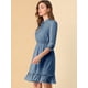 thumbnail image 4 of Vestido Corto de Gasa Allegra K San Patricio con volantes y Manga 3/4 Gris azulado M, 4 of 5