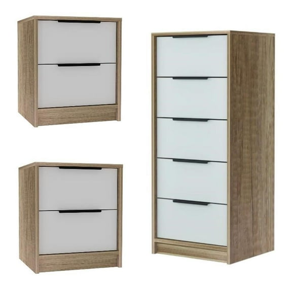 Home Square 3-Piece Set with 42" 5 Drawer Dresser & Nightstand in White