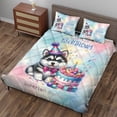 thumbnail image 3 of Happy Birthday Cute Puppy Siberian Husky with Cake Gifts Party Hat Quilt Bedding Set Husky Dog Lover Gifts 1 Blanket Bed Cover 2 Pillowcases - 00029, 3 of 5