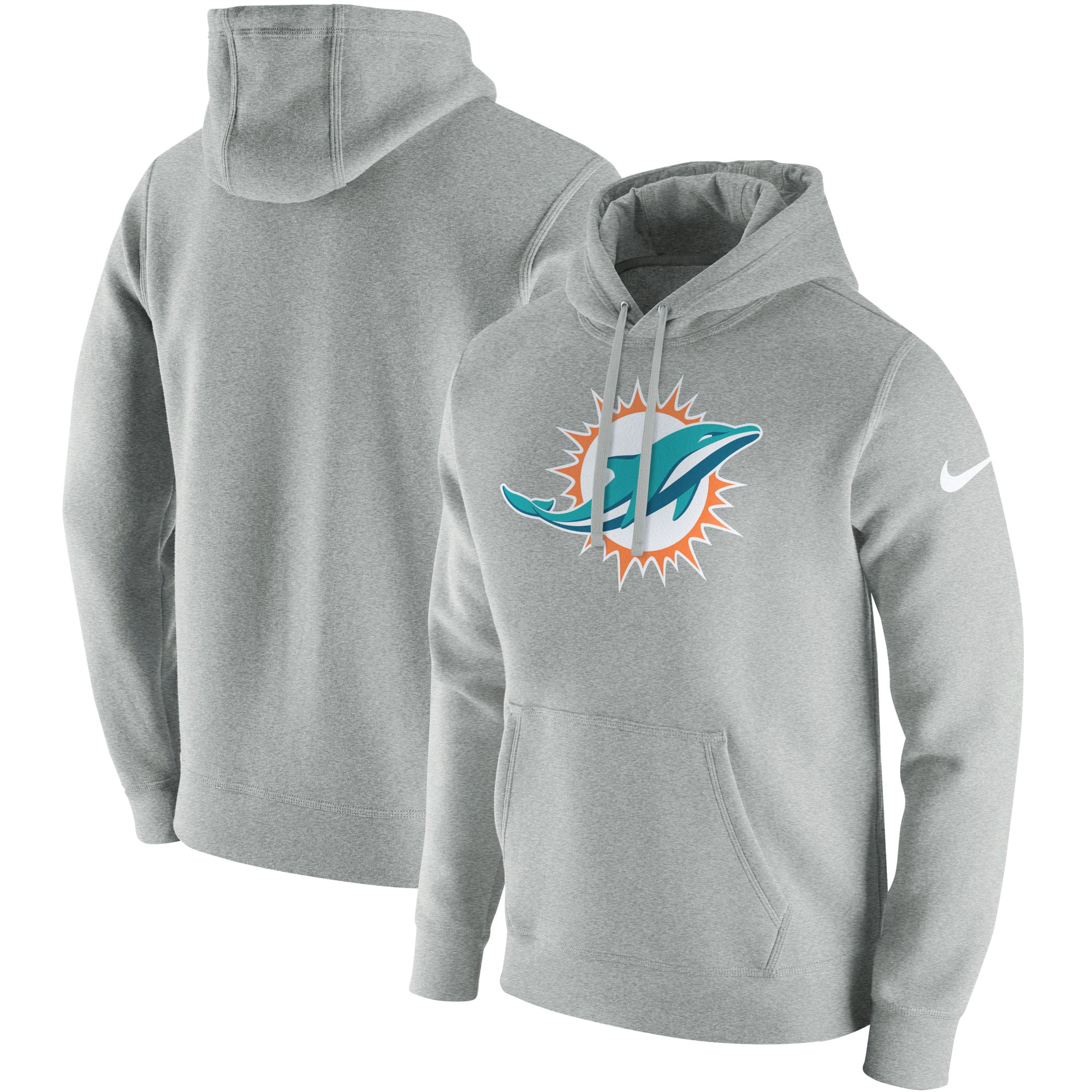 Miami Dolphins Nike Club Fleece Pullover Hoodie - Heathered Gray ...