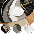 thumbnail image 4 of Black White Marble Gold Line Pattern Round Fitted Tablecloth with Elastic Edge,Dining Table Cover Waterproof,Outdoor Round Tablecloth for Camping,Dining,Indoor and Outdoor, 4 of 7