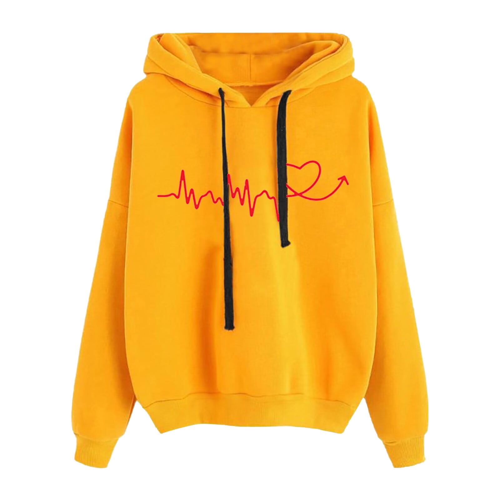 Şans Women's Large Size Yellow Back and Chest Printed Two Thread Hooded  Sweatshirt 65N37164 - Trendyol