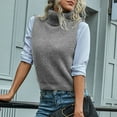 thumbnail image 3 of Fesfesfes Women Sweaters Casual Slim Sleeveless Turtleneck Sweater Knitted Pullover Vest Under $10, 3 of 4