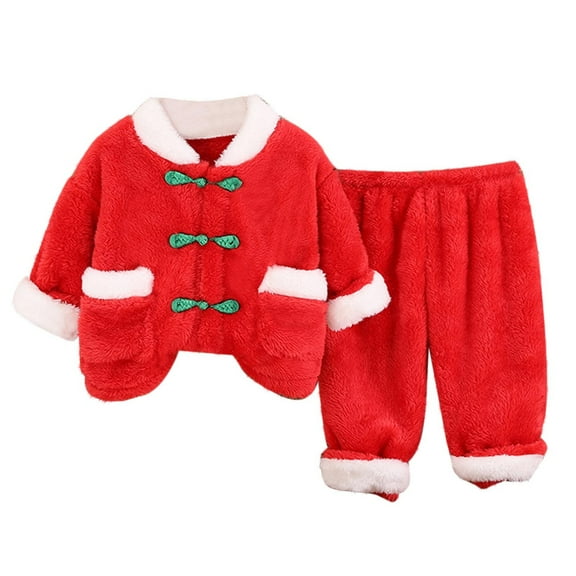 BLVB Toddler Baby Boy Girl Fleece Two Piece Outfits Long Sleeve Plush Cardigan Trousers Set Cute Winter Clothes