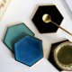 thumbnail image 5 of Posavasos de cerámica Stibadium para bebidas, absorbentes, hexagonales, con base de corcho, dorados, de piedra, para mesa de madera, regalo de inauguración, decoración para el hogar y el comedor., 5 of 8