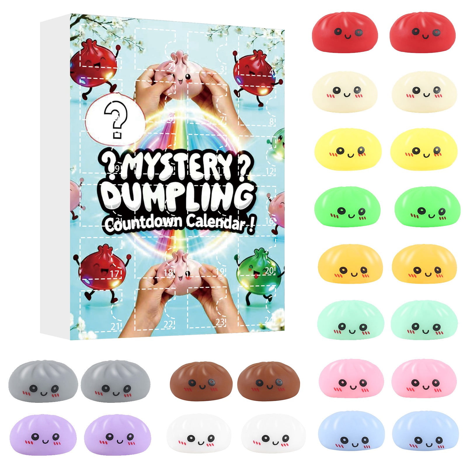 Crazy Fun RMS 24 Surprise Dumpling Advent Calendar Edition Fidget Toys Christmas Countdown Stress Relief Squishy for Kids