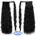 thumbnail image 2 of Long Ponytail Extensions for Women Curly Ponytail Hair Piece Synthetic 22 inch Curly Wrap Around Black Ponytail Corn Wave Ponytail Hairpiece Magic Paste Black Ponytail, 2 of 7