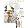 thumbnail image 2 of Easter Table Cloth, Waterproof Tablecloth for Rectangle Tables, Spring Flowers Wreath Rabbit Budding Florals Reusable Washable Fabric Table Cover for Restaurant Kitchen Dining Tables 60"x102", 2 of 9