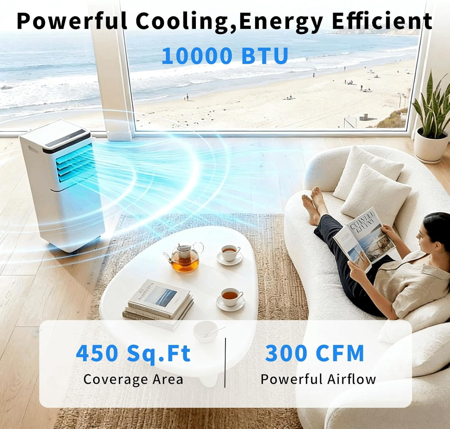 Havato 10,000 BTU Portable Air Conditioners Up to 450 sq.ft, 4in1 Standing Smart Cooling AC with Remote, Dehumidifier, Fan, AC Units portable Cools Room, 3 Modes, 24-hour timer, LED Display, Bedroom