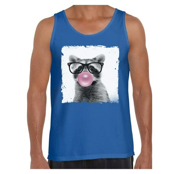 Awkward Styles Raccoon Blow Pink Gum Cute Raccoon T Shirt Animal Tank Top for Men Raccoon with Pink Gum T Shirt Animal Men Shirt Funny Animal Gifts Raccoon Clothing Raccoon Tank Top Men Tank Top