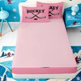 thumbnail image 4 of Erosebridal White Hockey Stick Zipper Queen Comforter Set with Fitted Sheet and 2 Pillowcases,Modern Ice Skater Zipper Bedding Set,Pink Reversible,4-Piece, 4 of 7