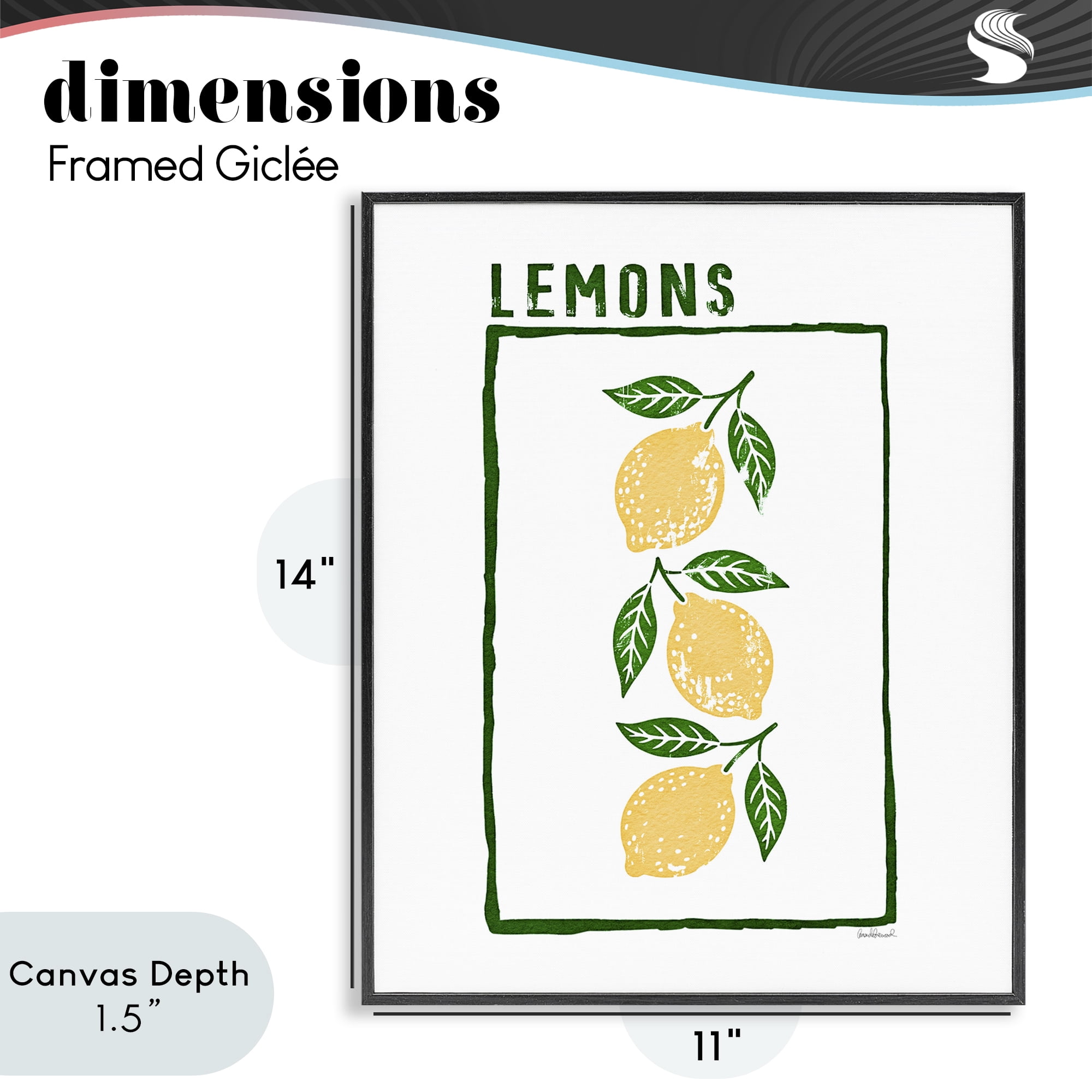 Stupell Industries Tasty Summer Lemons Black Framed Giclee Art, design by Amanda Greenwood