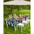 thumbnail image 4 of Fsddascl Retro Sunflower Rooster Outdoor Tablecloth - 54x80 Inch Rectangle Dining Table Cover, Farmhouse Watercolor Plaid Waterproof Outdoor Table Cloth with Umbrella Hole & Zipper for Picnic/Patio, 4 of 7