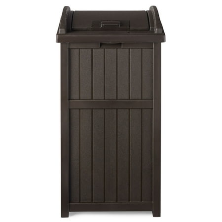 Suncast - Trash Hideaway Outdoor Patio Garbage Waste Trash Can Bin - Java