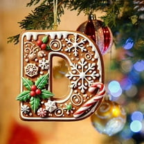 EWASWON Christmas 26 Letters Personalized Acrylic Christmas Tree Ornaments with Santa Hat - 3.15 Inch DIY Hanging Decor for Xmas Tree, Home, Office