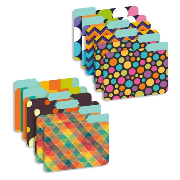 New Generation Decorative Patterns Designs 9.5" x 11.5" 1/3 Cut End Tab File Folders, 12 Count, 12 Pack