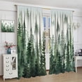 thumbnail image 3 of Print Curtains Green Watercolor Forest Tree Silhouette Room Darkening Curtains Pattern Printing for Bedroom 42x84, 3 of 6