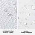 thumbnail image 4 of Cortina de ducha de tela estilo lino con forro reemplazable, impermeable y lavable, ventana superior de malla para luz, elegante color blanco para baño spa, 70,8" de ancho por 70,8" de largo, 4 of 6