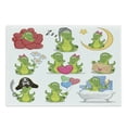 thumbnail image 1 of Crocodile Cutting Board, Characters in Action Balloons Flowers and Hearts Cartoon Theme, Decorative Tempered Glass Cutting and Serving Board, in 3 Sizes, by Ambesonne, 1 of 2
