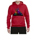 thumbnail image 2 of Neon Retro Rainbow DJ MC Hip Hop Cat | Mens Cat Lover Hooded Sweatshirt Graphic Hoodie, Red, 3XL, 2 of 4