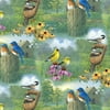 V.I.P by Cranston Spring Birds Scenic Fabric, per Yard