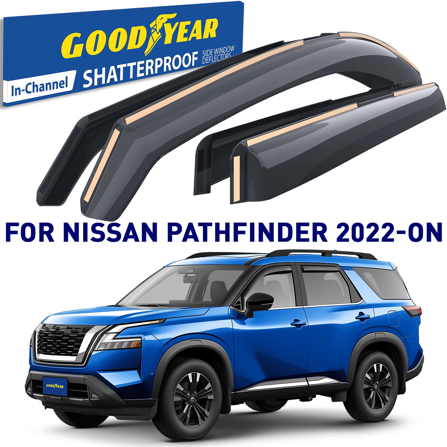 Lightronic Dark Smoke Window Visors For Toyota 4Runner 2010-2024 – 4pc Set – No Drilling, Gloss Finish