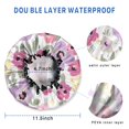 thumbnail image 3 of Shower Caps,Pioneer Flower Floral Print Pattern Waterproof Shower Cap for Women 4 Pieces,Double Reusable Hair Cover for Shower PEVA Elastic Stretch Hem, 3 of 7