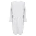 thumbnail image 5 of CHOK Cyber&Monday Deals Robes pour Femmes 2023 Manches Évasées Tunique Fluide Smockée en Coton Lin Robes Manches 3/4 Col Rond Solide Été Mini Robe Formelle Café TTTTG Liquidation un, 5 of 5