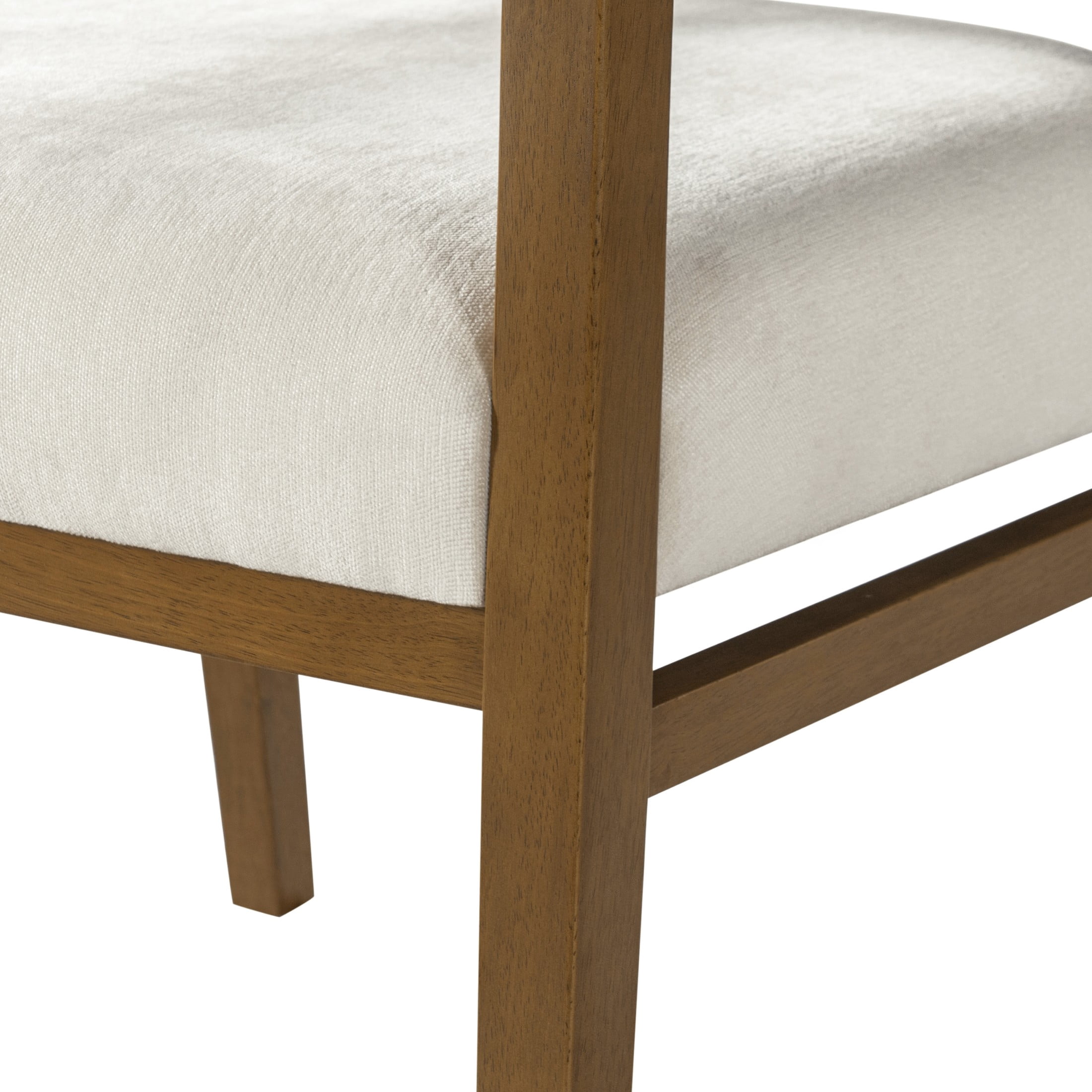 Christopher Knight Home Scandinavian Upholstered Dining Armchairs, Wood Frame, Walnut+Beige, Set of 2
