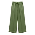 thumbnail image 5 of PInxai Wide Leg Pants Women Cotton Linen Lightweight Trousers Casual Vacation Beach Pants with Pockets Summer,Army Green,L, 5 of 5