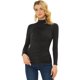 thumbnail image 1 of Top fruncido de punto de manga larga con cuello simulado alto para mujer Negro XS, 1 of 5