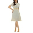 thumbnail image 4 of MODA NOVA Elegant Dress for Juniors Ruffled Peter Pan Collar Midi Dresses, 4 of 5