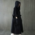 thumbnail image 6 of Joernso Spring Autumn Women Trench Coat Solid Color Loose Hooded Streetwear Literary Style Single Breasted Windbreaker Overcoat for Working, 6 of 8