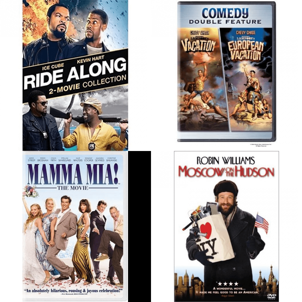 Comedy 4 Pack DVD Bundle: 2 Movies: Ride Along 2-Movie Collection, Comedy  Double Feature: National Lampoon, Mamma Mia! The Movie, Moscow on the  Hudson 
