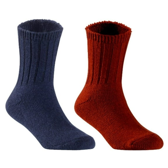 Children's Durable, Stretchable, Thick & Warm Wool Crew Socks. Perfect as Winter Snow Sock and All Seasons FS01, 2 Pair, Size 4Y-6Y, Navy, Wine