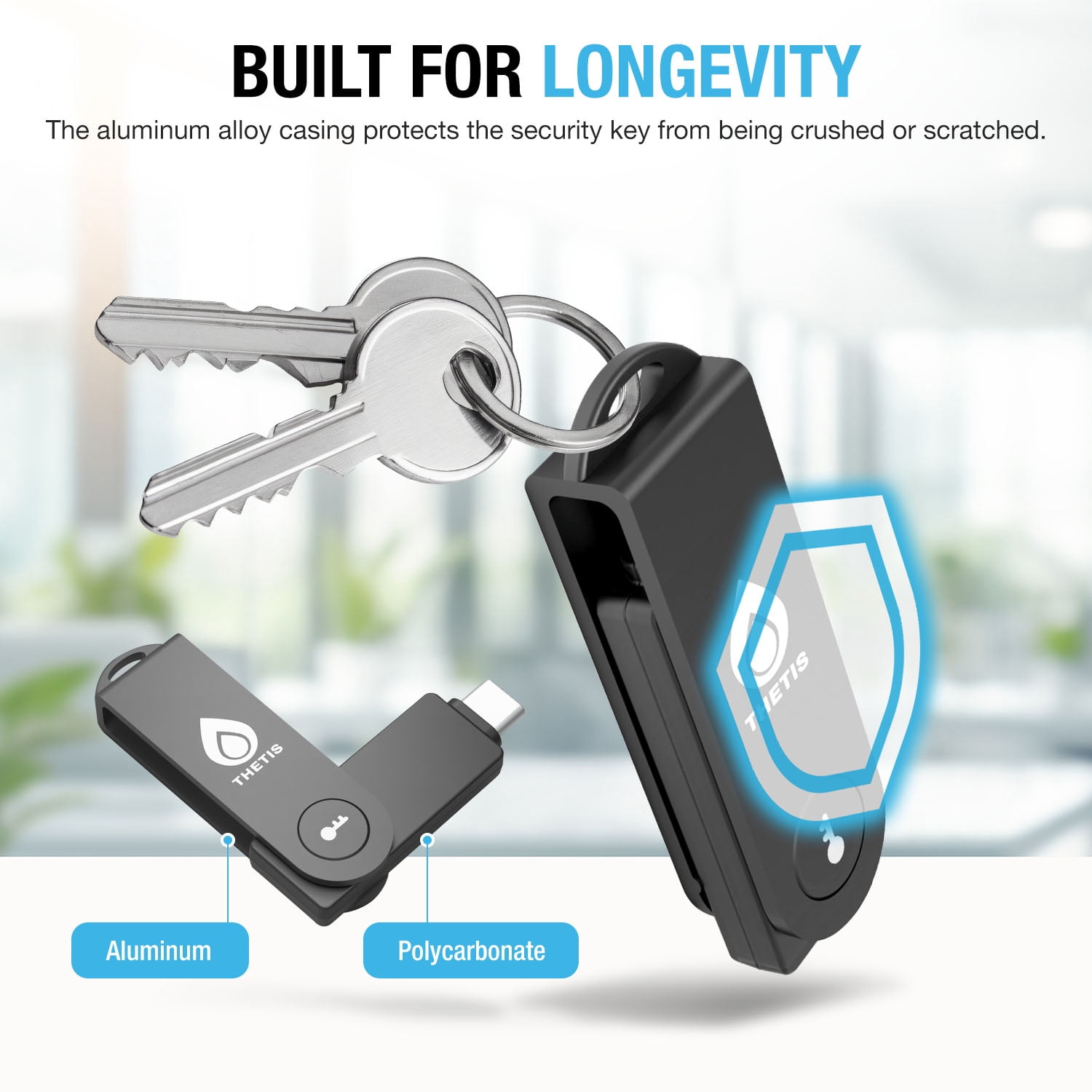 Thetis Pro-C FIDO2 Security Key Passkey Device with USB C & NFC, TOTP/HOTP Authenticator APP, FIDO 2.0 Two Factor Authentication 2FA MFA, Works with Windows/macOS/Linux/Gmail/Facebook/Dropbox/GitHub