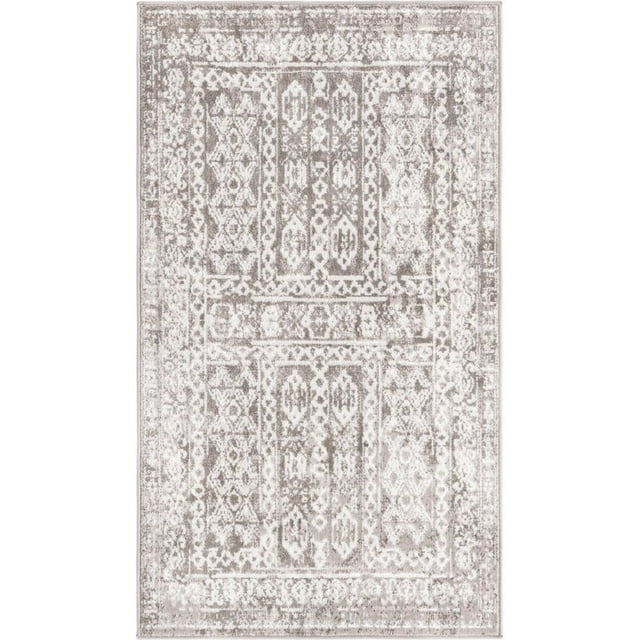 Unique Loom Tapis Design Complexe Oxford 3' x 5' 3 Rectangle Gris/ivoire