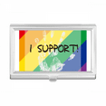 thumbnail image 1 of LGBT Rainbow Flag I Support Business Card Holder Case Pocket Box Wallet, 1 of 3