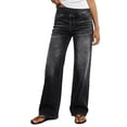 thumbnail image 2 of Miluxas Fashion Washed Elastic Waist Wide Leg Jeans for Women High Waisted Stretchy Pull On Jeans with Pockets Ideal for Business Casual Black, 2 of 8