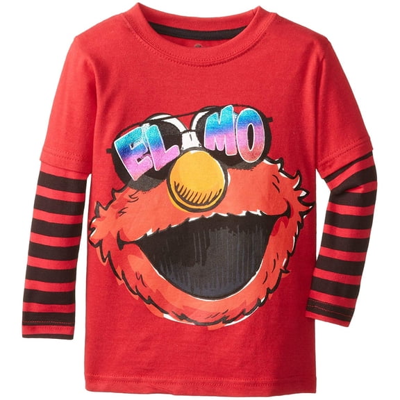 Sesame St Little Boys' Elmo Long Sleeve Twofer T-Shirt, Red, 4T